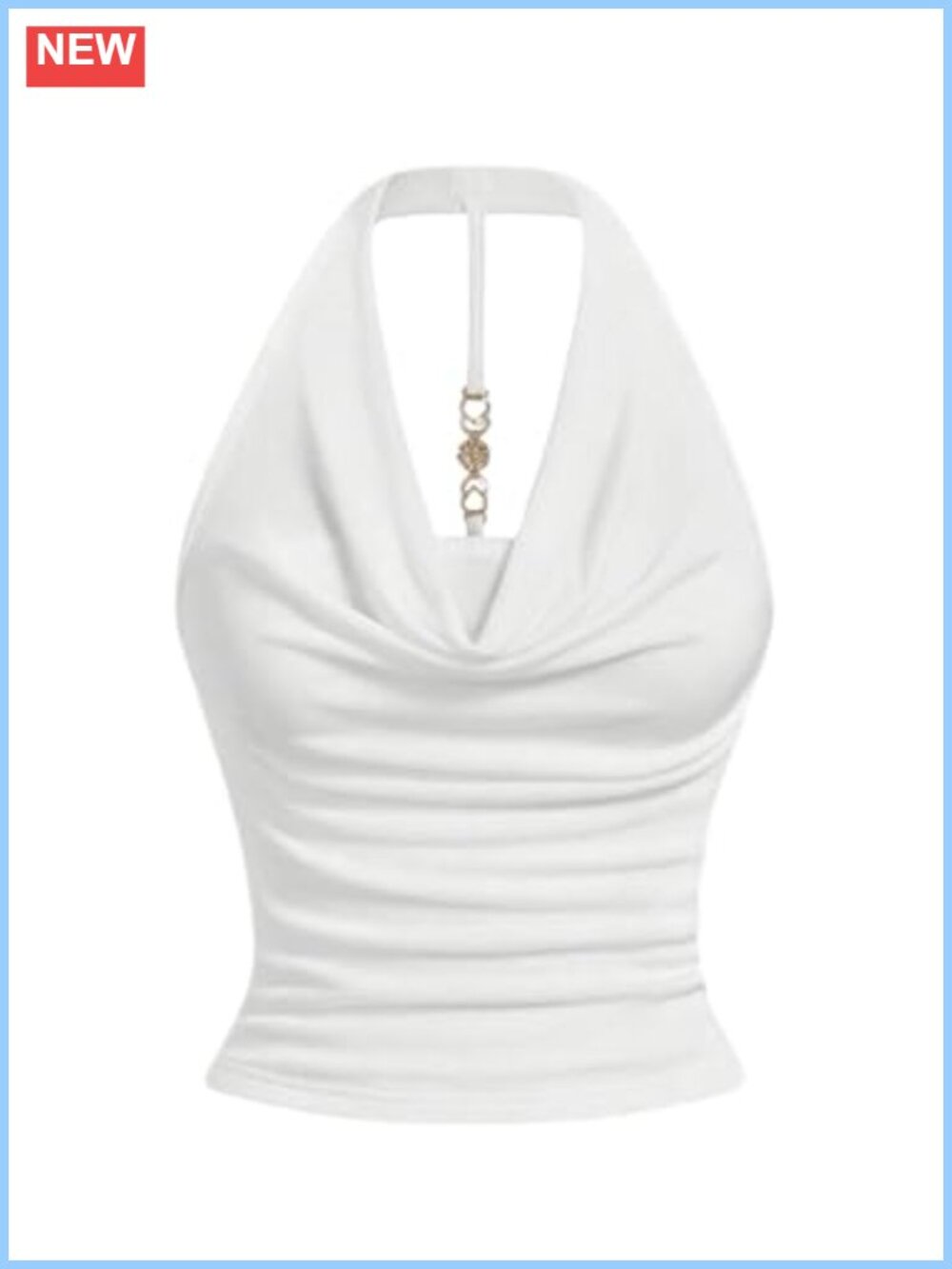 Cowl Neck Halter Crop Top Backless Tank Ruched Sleeveless Y2K Going Out